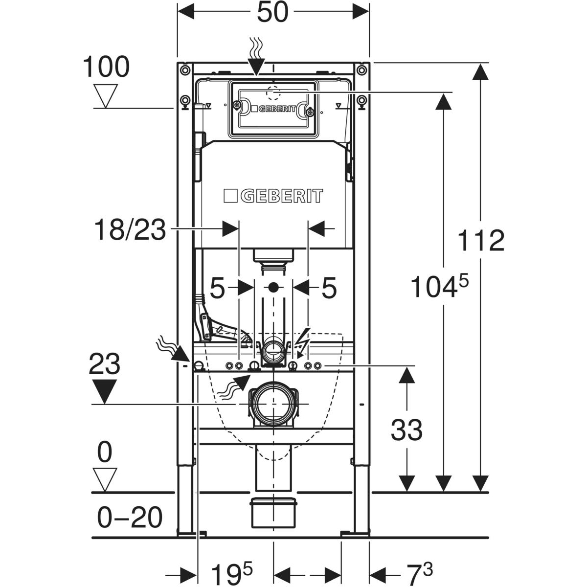 Seinaraam Duofix 112cm + Delta loputuspaak 12cm, Delta20 loputusnupp - Image 3