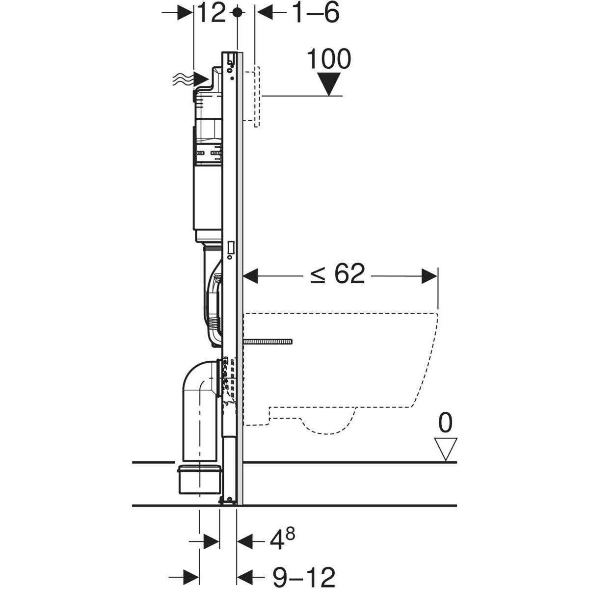 Seinaraam Duofix 112cm + Delta loputuspaak 12cm, Delta20 loputusnupp - Image 4