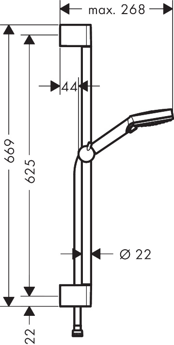 Dušikomplekt Vernis Blend 100 Vario EcoSmart, Crometta 65 dušilift - Image 3