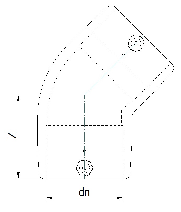 Elektrikeevis põlv 45° 315 SDR11 - Image 2