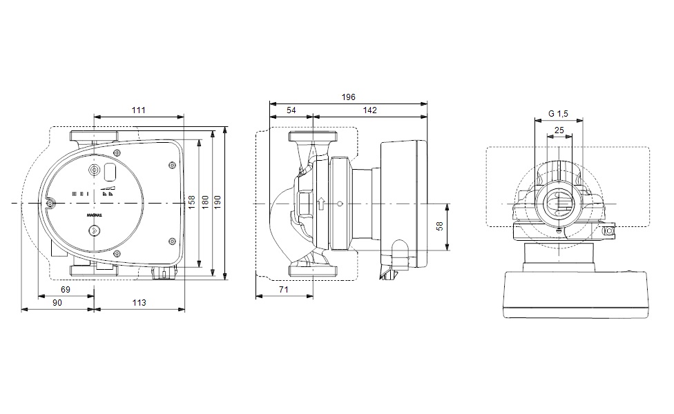 Tsirkulatsioonipump MAGNA1 25-120N 180 PN10 - Image 2